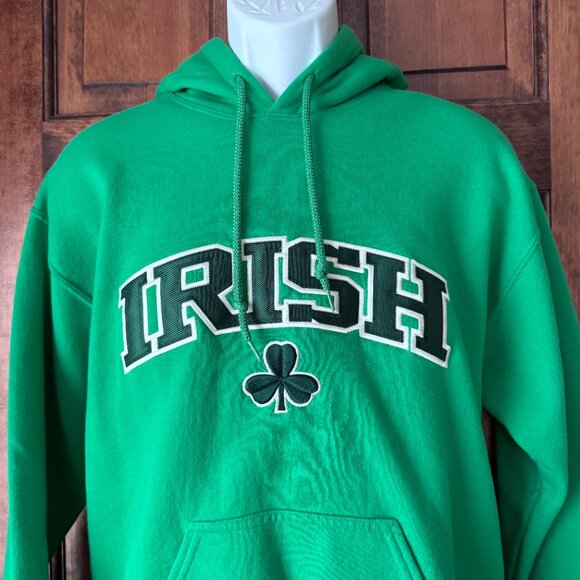 Gildan Green Hoodie Sweatshirt w/IRISH & Shamrock Medium - Picture 2 of 12